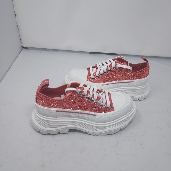 ALEXANDER MCQUEEN Glitter Low Top Sparkle Pink Platform Chunky Sneaker - Picture 10 of 13